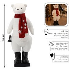 Weihnachtsdekoration – Eisbär, 150 cm, LED, Melodie, Bewegung *7712