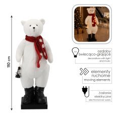 Weihnachtsdekoration – Eisbär 110 cm, LED, Melodie, Bewegung *7729