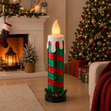 Weihnachtsdekoration, grün-rote LED-Kerze, 90 cm *7811
