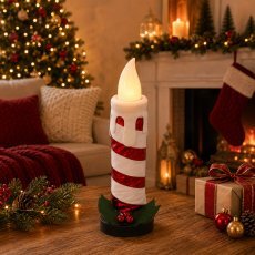 Weihnachtsdekoration, weiß-rote LED-Kerze, 60 cm, *7828