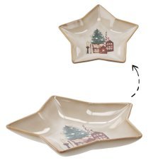 Servierteller aus Porzellan, 24 x 25 x 4,5 cm, Stern „Winter Coffee“ *6852