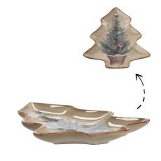 Servierplatte aus Porzellan, 29 x 24 x 2,7 cm, Weihnachtsbaum „Winter Coffee“ *6975
