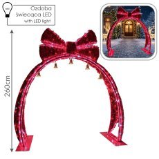 3D-LED-Weihnachtsdekoration – Bogen mit Masche und Glöckchen, 260 x 260 x 60 cm *9839
