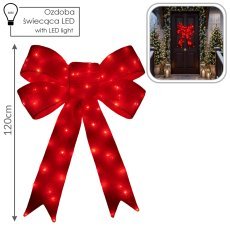 3D-LED-Weihnachtsdekoration – rote Schleife, 120 cm *9907