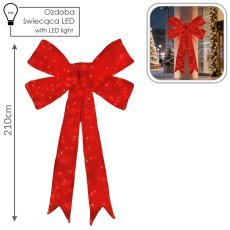 3D-LED-Weihnachtsdekoration – rote Schleife, 210 cm *9914