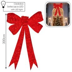 3D-LED-Weihnachtsdekoration – rote Schleife, 300 cm *9921