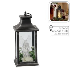LED-Lampion 14 x 14 x 30 cm mit Engel und weißen Blumen *3348