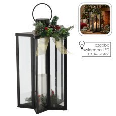 LED-Lampion 30 x 30 x 50 cm mit sternförmiger Kerze *3362