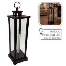 LED-Laterne 12 x 12 x 44,5 cm mit Kerze *3454