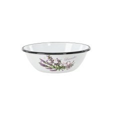Emaillierte Schüssel 0,6 l, 16,5 cm, weiß, Lavendel *4314