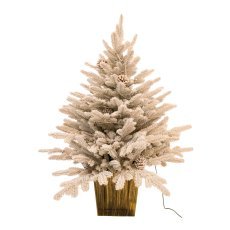 Weihnachtsdekoration – weißer Christbaum, 90 cm, mit Zapfen und LED-Beleuchtung *8858