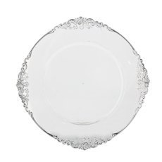 Runder Platzteller, 33 cm, transparent, silberfarben – VEN0553
