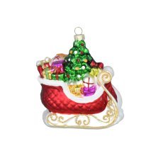 Christbaumkugel aus Glas – Schlitten mit Geschenken – BOZ7257