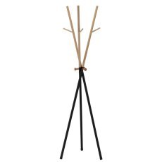 Standgarderobe HOKSY, 170 cm, Schwarz + helles Holz