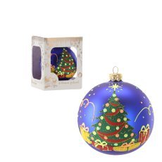 Dunkelblaue Christbaumkugel aus Glas, 10 cm *6112