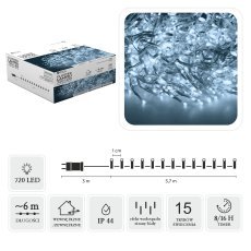 LED-Lichterkette Cluster 720L, kaltweiß + kaltweißer Wasserfall-Effekt, Länge 3 + 6 m, für den Innen- und Außenbereich *6823