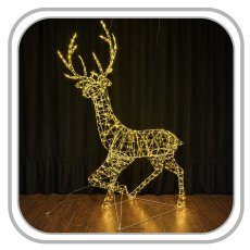 3D-Weihnachtsdekoration – LED-Hirsch 2 m, 600 Lichter, warmweißes + kaltweißes Licht, für den Innen- und Außenbereich *6694