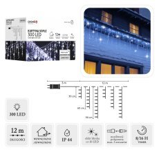 Lichtervorhang Icicle mit 300 LEDs, kaltweiß + kaltweißes Blinken, Länge 3 + 12 m *9850