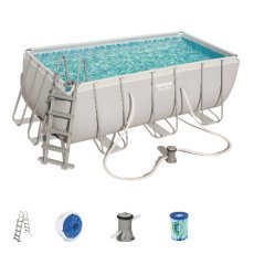 Frame-Pool 4,12 × 2,01 × 1,22 m (Pool, Filterpumpe, Leiter, Dosierschwimmer) *6240