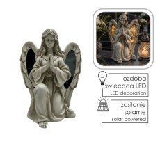 Figur eines knienden Engels mit leuchtenden LED-Flügeln, 23,5 x 17,5 x 29,5 cm *0040
