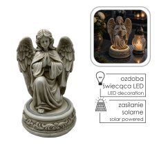 Figur eines knienden Engels mit beleuchtetem LED-Sockel, 17 x 16,5 x 27 cm *0057