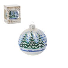 Silberne Glaskugel 8 cm, Landschaft *4550