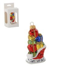 Glaskugel – Schlitten mit Geschenken *4680