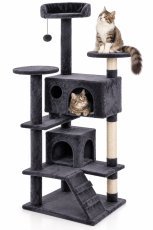 Kratzbaum für Katzen mit Höhle, 49 x 49 x 134,5 cm, grau