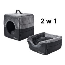 2-in-1-Schlafplatz für Haustiere, 40 x 40 x 40 cm, schwarz-grau *8788