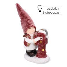 Weihnachtsfigur – Mädchen mit rosa Mütze beim Briefkasten, 45,5 cm, LED *8636