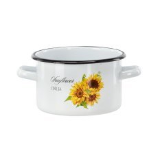 Weißer Emailtopf 2 l, 16 cm, Sonnenblume *4406