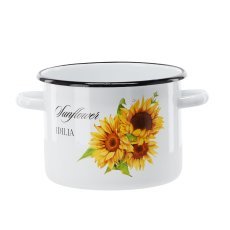 Weißer Emaille-Kochtopf Sunflower, 3 l, 18 cm *4413