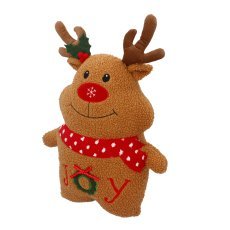 Weihnachtliches Plüsch-Dekokissen – Rentier mit Schal - PIL6555