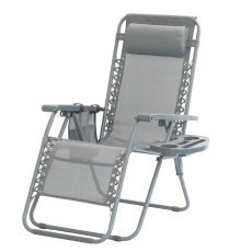 Chomik - Klappbare Gartenliege mit Fußablage - dunkelgrau - LEZ8466