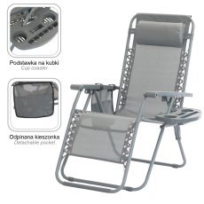 Chomik - Klappbare Gartenliege mit Fußablage - dunkelgrau - LEZ8466