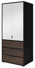 Schrank Verona reg 3 - Schwarz/Nussbaum