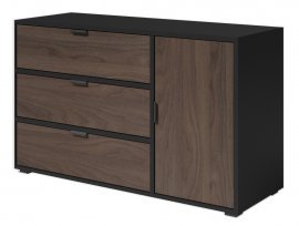 Kommode Verona reg 5 - Schwarz/Nuss