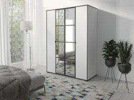 Schrank Oslo I - Weiß/Schwarz - 150 cm
