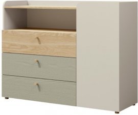 Kommode Yuki reg 9 - Beige/geölte Eiche