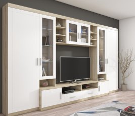 TV Regal Paris - weiß/Eiche Artisan