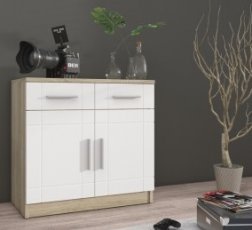 Kommode Paris - weiß/Eiche Artisan WH 2F2S