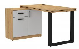 Arbeitstisch mit Kommode Malta - hellgrau/Eichen-Artisan 140 LG/AR/AR