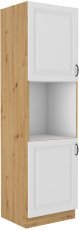 Hoher Schrank für Einbaubackofen Stilo - weiß/Artisan Eiche - 60 cm DP-210 2F