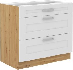 Unteres Element Luna - weiß/Artisan Eiche - 80 cm D 3S BB