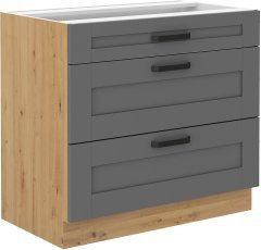 Unteres Element Luna - dustgrey/artisan Eiche - 80 cm D 3S BB