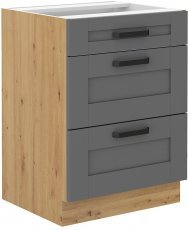 Unteres Element Luna - dustgrey/artisan Eiche - 60 cm D 3S BB