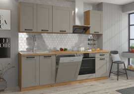 Küche Luna 250 cm - claygrey/Artisan Eiche - 2 Set