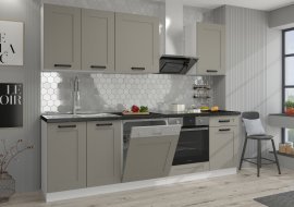 Küche Luna 250 cm - claygrey/weiß - 2 set