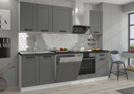 Küche Luna 250 cm - dustgrey/weiß - 2er-Set