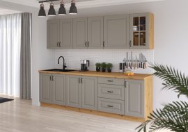 Küche Stilo 260 cm - сlaygrey/artisan Eiche - 4 set